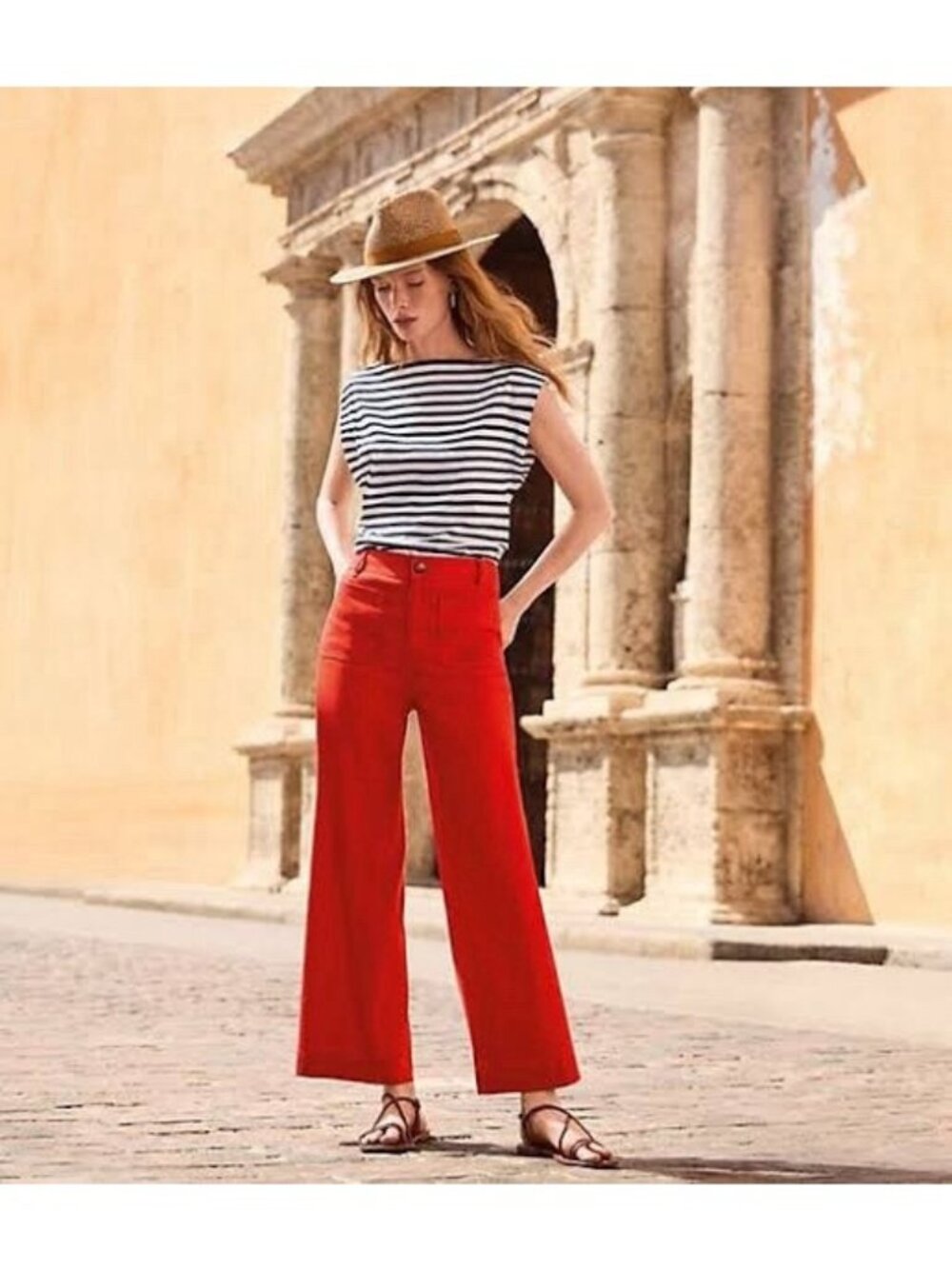 LOFT Palmer Wide Leg Pants 12 Red
